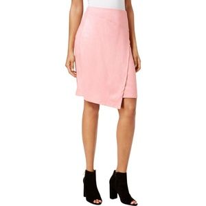 KENSIE 3752 Womens Faux Suede Knee-Length Asymmetr